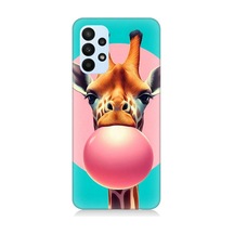 Samsung Galaxy A73 Uyumlu Balon Sakızlı Zürafa Desenli Silikon Kılıf Çok Renkli