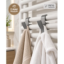 Pratik Banyo Havlupan Havlu Askılığı 2 Adet Gri