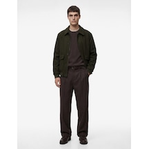 Koton Gömlek Yaka Uzun Kollu Regular Fit Kaşe Bomber Ceket Haki 6wam20007hw