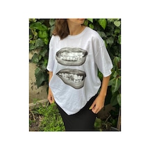 Tarzsokak Adrift Trendpunky Beyaz Grillz Hiphop Baskılı Oversize