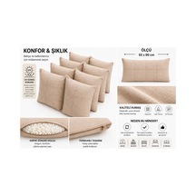 4 Adet Bahçe Balkon Minderi 55x90 Cm Cappuccino Fermuarlı Kırpık Sünger Dolgu, Dayanıklı Kumaş Cappuccino