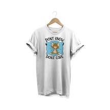 D'ont Know Baskılı Beyaz T-shirt Beyaz