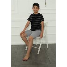 Akbeniz Erkek Çocuk Penye Şortlu Pijama Takım 20392 SIYAH
