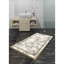 Mermer 70X120 Cm Kaymaz, Dökülmez, Pamuk Taban Banyo Halısı Çok Renkli