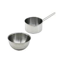 2pcs Set Paslanmaz Çelik Cheff Sütlük - Sosluk 14cm - Derin Kap 17cm 4741 Altın - Siyah