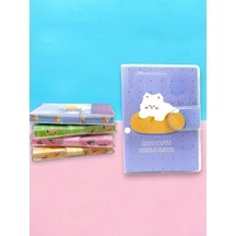 Happy & Fun Kedi A7 Not Defteri , Çıt Çıtlı Cep Defteri - Mavi