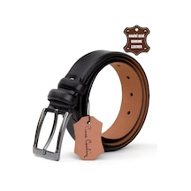 Pierre Cardin Pc351 Erkek 3,5 Cm Hakiki Deri Kemer Siyah-siyah Siyah