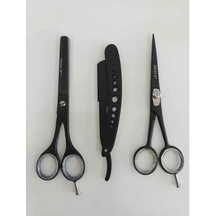 Smp Berber Makası 6 Inç Kuaförlerin Salon Profesyonel 3lü Set Jilet Ağız
