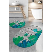 Yeşil Çınar 3d Banyo Halısı Klozet Oval Paspas Seti Bs069n11