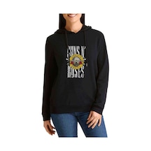 Guns N Roses Metal Rock Müzik Baskılı Siyah Kadın Kapşonlu Sweas