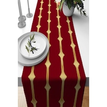 Bordo Çizgi Desenli Premium Masa Örtüsü Runner Rnr496n11