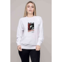 Movieposter Baskılı Beyaz Kadın Sweatshirt