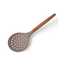 Bambu Saplı Silikon Kevgir, Bambu Uzun Silikon Geniş Kevgir 27cm 3 Renk Seçenekli Taba