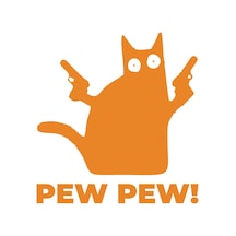 Pew Pew Kedi Sticker 17x17 Cm Turuncu