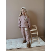 Cg Kids Capybara Kız Çocuk 3 İplik Şardon Kumaş Alt Üst Takım Süper Kalite Sırt Baskı Detaylı Soft M Gül Kurusu