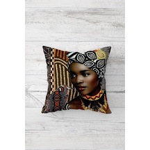 Etnik Afrikalı Kadın Kuş Çift Tarafı Baskılı Gizli Fermuarlı Yastık Kırlent Koltuk Yastık Kılıfı Siyah-kah Çok Renkli