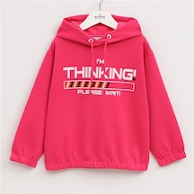 Wanex Kız Çocuk Uzun Kol İnce Kapüşonlu Sweatshirt - 31900 Fuşya