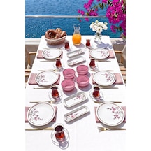 Lüx Seramik Sakura Çiçeği 14 Parça 6 Kişilik Kahvaltı Takımı Seti Diğer