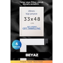Beyaz-20mm-33x48 Cm Mat Pvc Li Camsız Fotoğraf Puzzle Belge Çerçeve Yatay Dikey Asılabilme 19608635