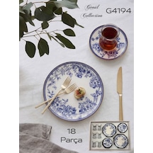 Gönül Spring Çay Ve Pasta Seti G4194 Beyaz - Mavi