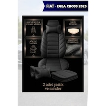 Fiat Egea Cross 2025 Uyumlu Siyah Renk Premium Lüks 2 Adet Minder Ve Yastık