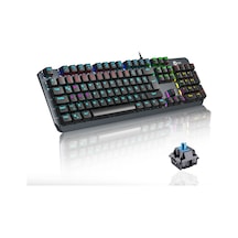 Lecoo GK301 USB Kablolu Blue Switch Makrolu RGB Gaming Mekanik Türkçe Q Klavye Metalik Gri