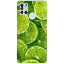 Samsung Galaxy A21s Uyumlu Misket Limonu Lime Desenli Yaz Temalı Baskılı Silikon Kılıf Renkli