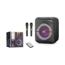 Ndr Ndr2210 Çift Karaoke Mikrofonlu Bluetooth Hoparlör Fm Radyo 20w 10.5 İnç Rgb Kumandalı Siyah