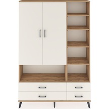 Arges Dolap 10 Raflı 4 Çekmeceli 2 Kapaklı 132x30x195 Çam-ayt... Çam