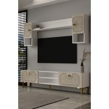 180dhdtür3bta Hera Lazer Desenli Tv Ünitesi Beyaz-traverten-altın
