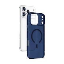 Newface Apple İphone 17 Pro Max Combo Sert Şeffaf Magsafe Kapak - Mavi
