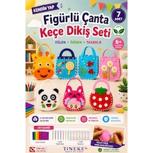 Tineke Figürlü Keçe Dikiş Seti 7'li Kendin Yap Çanta Yapım Seti Eğitici Hobi Oyuncağı El Becerisi 6+
