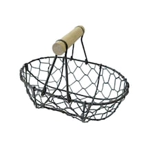 Suntek Tel Yumurta Sepeti Retro Rustik Demir Depolama Çiftlik Siyah