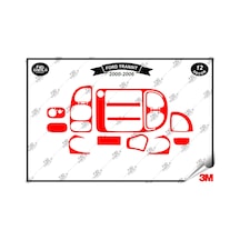 Ford Transit 2000-2006 Torpido Konsol Trim Göğüs Maun Kaplama Set 12 Parça Kırmızı