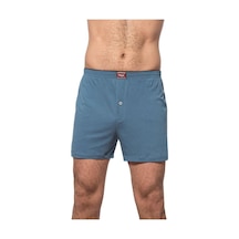Özkan Underwear 6 Adet Özkan Erkek Pamuklu Şardonlu Düz Renk Boxer 0041 Mavi