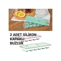 2 Adet Slikon Kapaklı Buzluk, 12 Bölmeli Bas Çıkar Buz Kalıbı Renkli Plastik Renkli Diğer