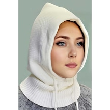 Tezzgelsin Kadın Triko Tesettür Örgü Bere Tesettür Başlık Tesettür Bere Kırık Beyaz