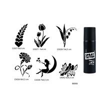 Airbrush Tattoo Çiçek Melek  Şablon + Siyah Sprey Geçici Dövme Seti 6'lı