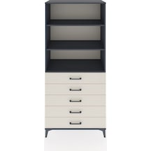 Hyperion Dolap 3 Raflı 5 Çekmeceli 88x44x195 Antrasit-aytaşı Antrasit