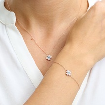 Mia Vento Firuze Detay Işıltılı Yonca Rose Renk İkili Gümüş Set