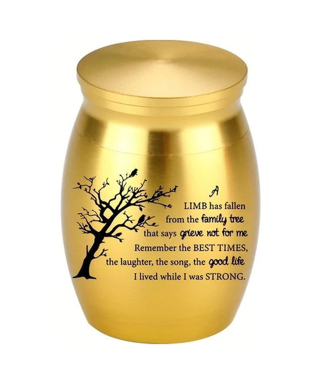 Fochsia Altın Küçük Anı Ağacı Yaşam İnsan Evcil Hayvan Külleri Alüminyum Mini Kül Kutusu