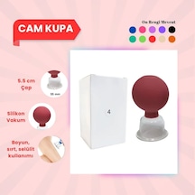 Silikon Vakumlu Cam Yüz Masaj Kupası No:4 Kırmızı Çok Renkli