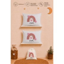 İsme Özel Kız Bebek Hediyesi 2 Adet 35x45 %100 Pamuk Yastık Kılıfı Ve Ham Bez Bebek Kıyafet Kesesi 1003y2k0x