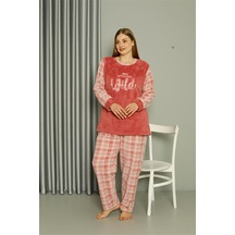 Akbeniz Welsoft Polar Kadın Büyük Beden Pudra Pijama Takımı 808040 - 4xl