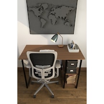 Makbulce Metal Raflı Çalışma Masası Kahverengi