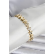 Pirinç Gold Renk Yıldız Model Kadın Bileklik Tj-bb8407 Tdrtr