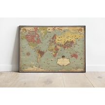 Dekoratif Dünya Haritası Posteri 60x90 Cm Amc195 Diğer