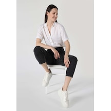 Colin's Colins Regular Fit Shirt Neck Düz Kadın Beyaz Kısa Kol Gömlek Cl1063853 Q1.v1 Ofw Beyaz