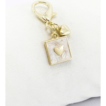 Mineli Metal Kalp Klipsli Cüzdan Süsü Charm Çanta Süsü Anahtarlık