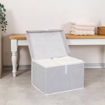 Çok Amaçlı Düzenleyici Kapaklı Sandık Tipi Kutu Hurç Organizer 40 X 30 X 26, Gri